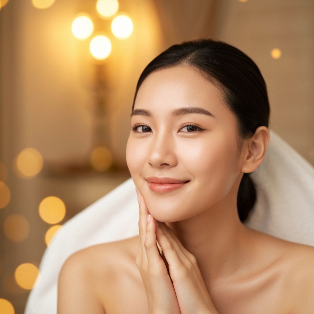 Radiant glowing skin result from Korean facial treatment